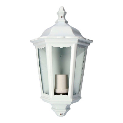 Aplique exterior milan de aluminio y cristal e27 100 w sin bombilla, color blanco, luz hacia arriba