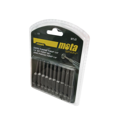 Puntas torx tamper variadas ¼ pulg x 50 mm, juego 10 piezas