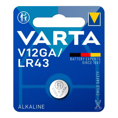 Micro pila de botón alcalina lr43 - v12ga 1,5 v ø11,6 x 4,2 mm blister