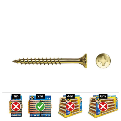 Caja 50 unidades tornillo madera avellanado pz r/parc din/ref vlox p ø6 x 90 mm bicromatado