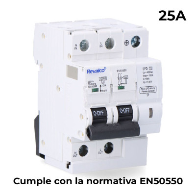 Iga 2p 25a c 10ka - protector de sobretension permanente segun normativa en-50550 y transitorio 5-15ka 275v