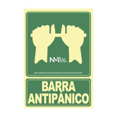 Cartel de evacuación "empujar barra para abrir puerta" clase b (pvc 0,7mm) 22.4x30cm normaluz