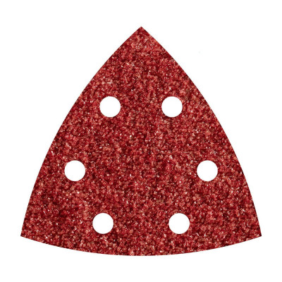 Hojas de lijar adhesivas de corindón perforadas, 95 mm, grano 80 delta, 5 uds