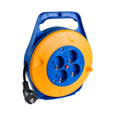 Enrollacables 10 m 3 g 1,00 mm² 4 tomas bipolares con t/tl