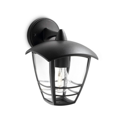 Aplique exterior creek e27 60 w sin bombilla, color negro, luz hacia abajo