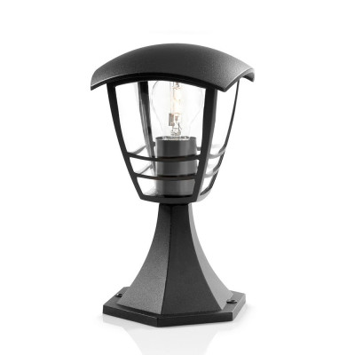 Aplique exterior creek e27 60 w sin bombilla, color negro, pedestal