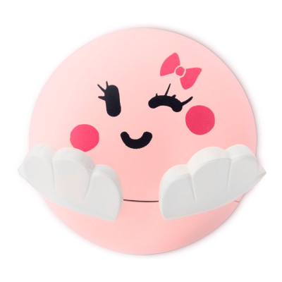 Colgador adhesivo infantil diseño cara rosa