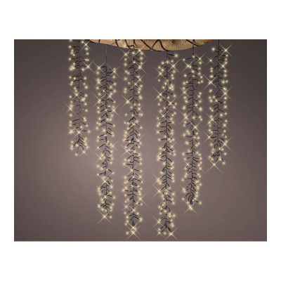 Cortina multifunción, exterior, especial para arboles, forma cascada, luz cálida, 480 leds, 2 m