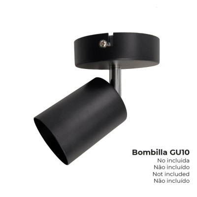Foco 1 elemento gu10 50 w (bombilla no incluida) color negro ø9 x 5,6 x 14,2 cm
