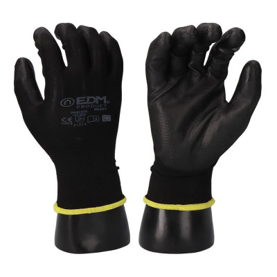 Guante poliéster con palma poliuretano, keep safe®, negro, t-08