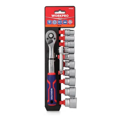 Llave de vaso 3/8 pulg, juego 14 piezas
