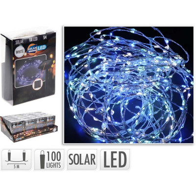 Guirnalda micro led, blanco frio, 100 leds, solar, 7 m
