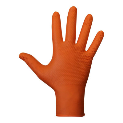 Guante nitrilo, sin polvo, desechable, diamantado, naranja, t-11, caja 50 uds