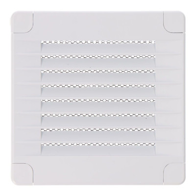 Rejilla ventilación cuadrada con tapones y mosquitera 100x100x7mm abs blanca