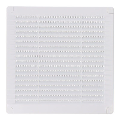 Rejilla ventilación cuadrada con tapones y mosquitera 200x200x7mm abs blanca