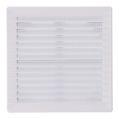 Rejilla ventilación cuadrada empotrable ajustable ø 80-150 con mosquitera 170x170x11,5mm abs blanca