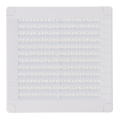 Rejilla ventilación cuadrada con tapones y mosquitera 150x150x7mm abs blanca