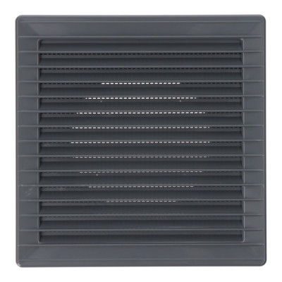 Rejilla ventilación cuadrada empotrable ø 100mm con mosquitera 170x170x11,5mm abs gris
