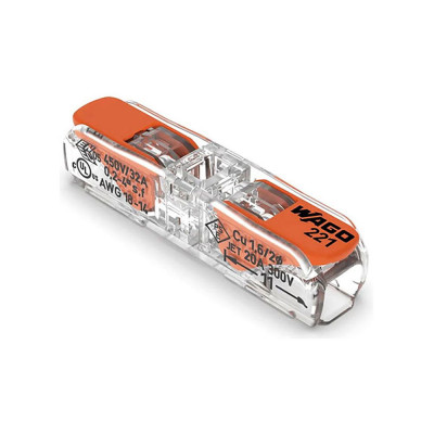 Conector rápido en linea con palanca 2 vias, ø maximo 4 mm², 450 v , 32 a - transparente - 8,1 x 35,5 x 8,9 mm