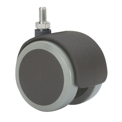 Rueda giratoria espiga roscada y eje liso, color negro / gris, carga máx. 50 kg, 10 x 15 mm, ø 5 cm