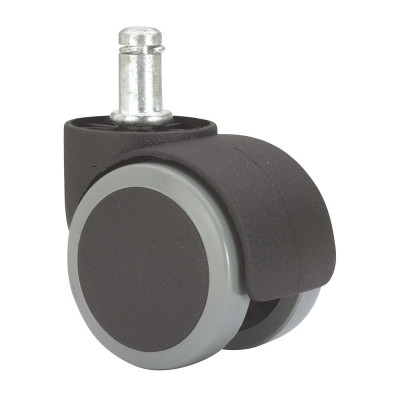 Rueda giratoria espiga lisa con anilla, color negro/gris, carga máx. 50 kg, 11 x 22 mm, ø 5 cm