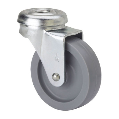 Rueda giratoria con agujero y eje liso, color gris, carga máx. 22 kg, ø 4 cm