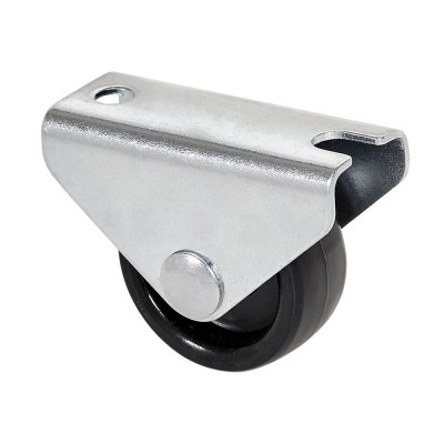 Rueda fija con placa y eje liso de dos fijaciones, color negro, carga máx. 40 kg, ø 2,5 cm