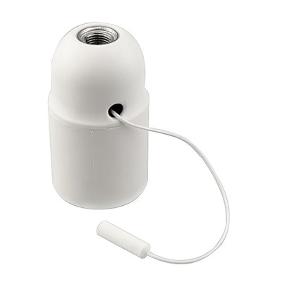 Portalamparas roscado liso con tirador e27 blanco
