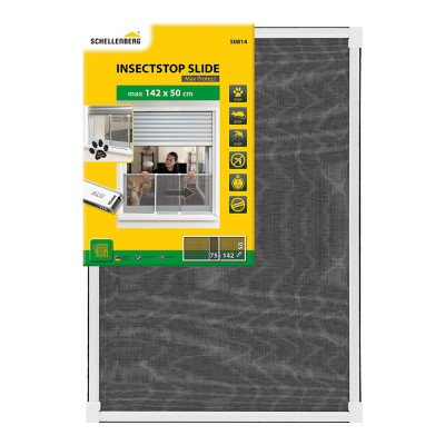 Mosquitera con marco extensible, malla aluminio, blanco, 75-142 x 50 cm