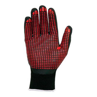 Guante nailon / licra con palma nitrilo foam/puntos, agility® dots, negro y rojo, t-8 m
