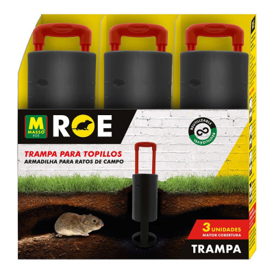 Trampa mecánica para topillos, 3 uds