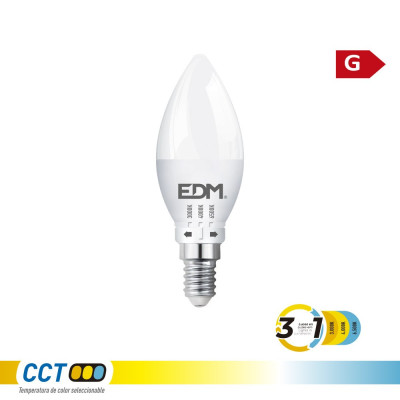 Bombilla vela led b35 e14, 6 w, 500 lm, 3cct, ø35 x 106 mm