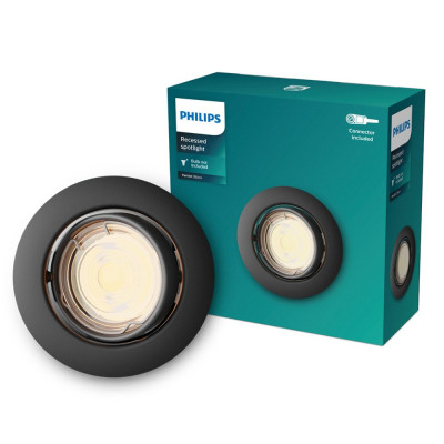 Aro empotrable redondo de metal, modelo peridot, basculante, gu10, negro, ø9 cm