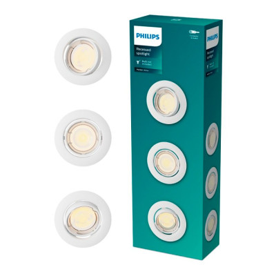 Aro empotrable redondo de metal, modelo peridot, basculante, gu10, blanco, ø9 cm, 3 uds