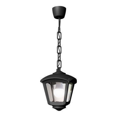 Farol techo con cadena sicar/roby, transparente, e27, negro, 195 x 195 x 700 mm