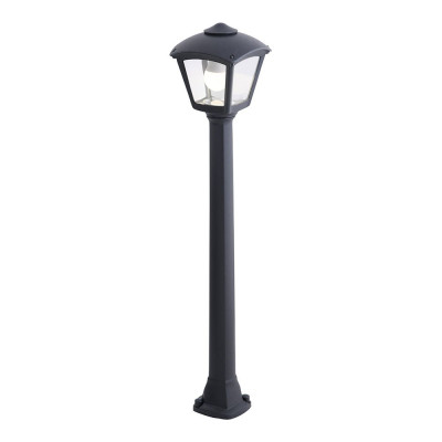 Farol baliza con poste giaffa/roby, transparente, e27, negro, 195 x 195 x 945 mm