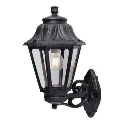 Farol pared con brazo bisso/anna, transparente, e27, negro, 220 x 275 x 450 mm