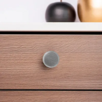 Pomo para mueble, modelo 751, de aluminio con acabado niquelado, ø30 mm