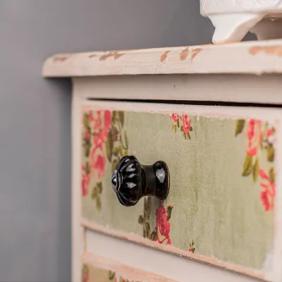 Pomo para mueble, modelo e524, de porcelana y acero con acabado negro, ø28 mm, blíster 4 uds