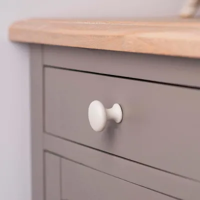 Pomo para mueble, modelo 760, de zamak con acabado blanco mate, ø20 mm, blister 4 uds