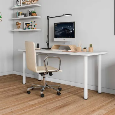Pata cilíndrica de mesa, modelo 4406, de acero en color blanco, ø60 x 710 mm, 4 uds