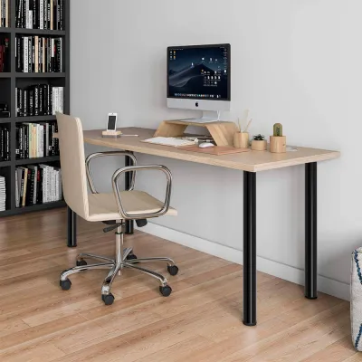 Pata cilíndrica de mesa, modelo 4406, de acero en color negro, ø60 x 710 mm, 4 uds