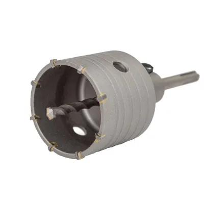 Corona pasamuros de metal duro (md) ø60 mm + husillo sds plus + broca guía