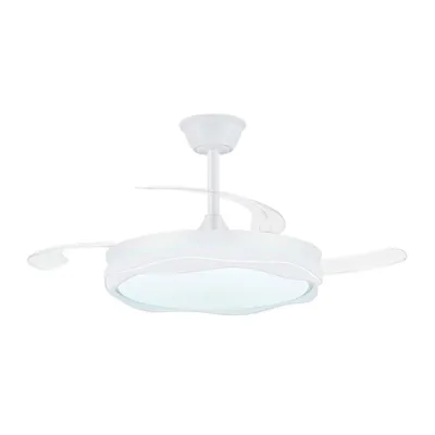 Ventilador de techo led cct, 3 aspas retráctiles 60 w, 6600 im, blanco, aspas ø106 cm, plafón ø15 cm, altura 30,5 - 40,5 cm
