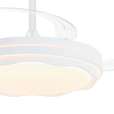 Ventilador de techo led cct, 3 aspas retráctiles 60 w, 6600 im, blanco, aspas ø106 cm, plafón ø15 cm, altura 30,5 - 40,5 cm