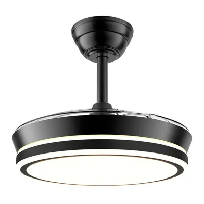 Ventilador de techo led cct, 3 aspas retráctiles 39 w, 4290 lm, negro, aspas ø90 cm, plafón ø41 cm, altura 28 - 38 cm