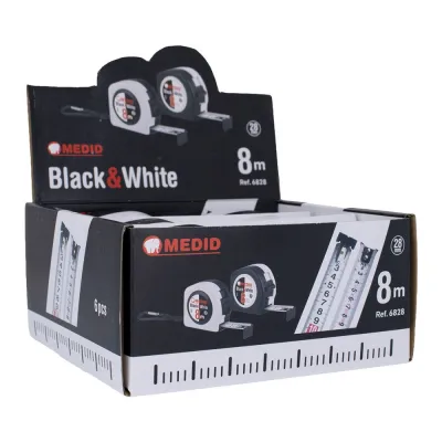 Flexómetro black & white 8 m x 28 mm