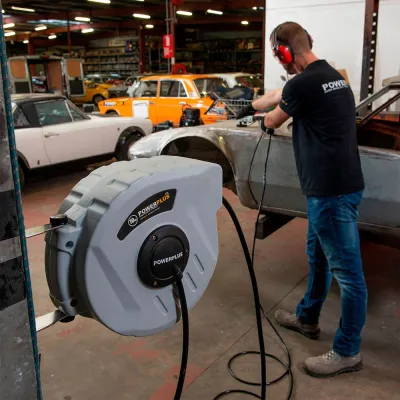Enrollador automático con manguera aire comprimido, 10 m