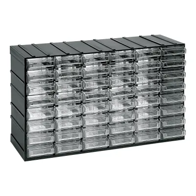 Cajonera modular con 48 cajones transparentes, 382 x 148 x 230 mm