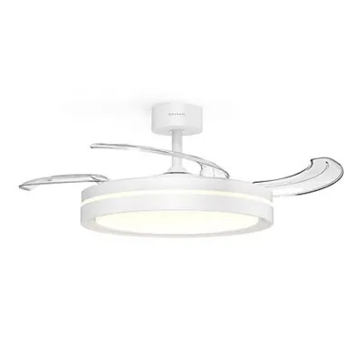 Ventilador de techo con aspas retráctiles y luz led 3cct, 30 + 24 w, 6 velocidades, blanco, ø106 cm